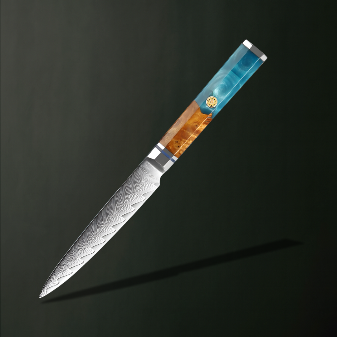 Shinrai 67 Layer Japanese Damascus with Burlwood + Acrylic - Individual Knives