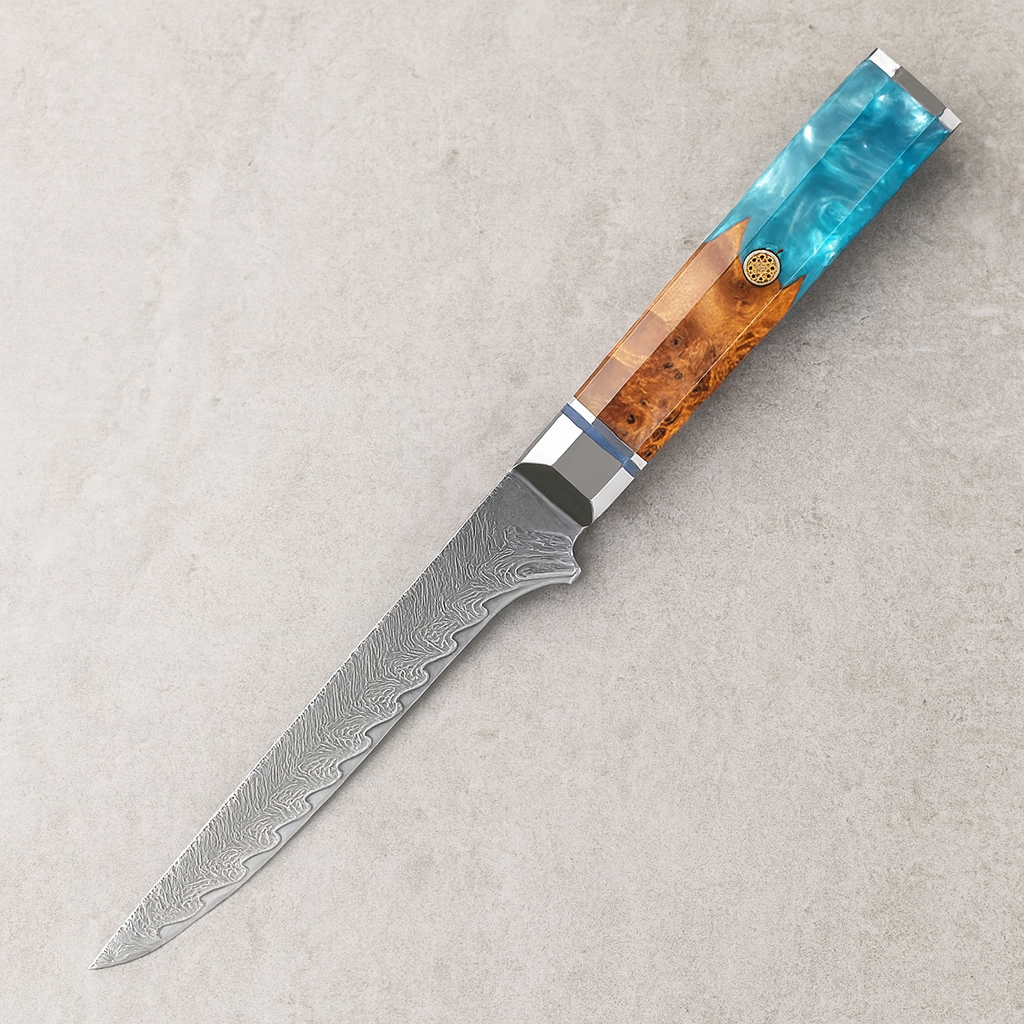 Shinrai 67 Layer Japanese Damascus with Burlwood + Acrylic - Individual Knives