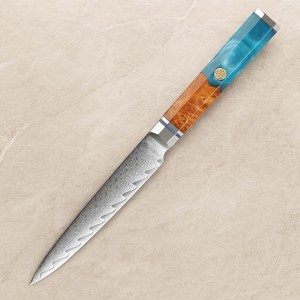 Shinrai 67 Layer Japanese Damascus with Burlwood + Acrylic - Individual Knives
